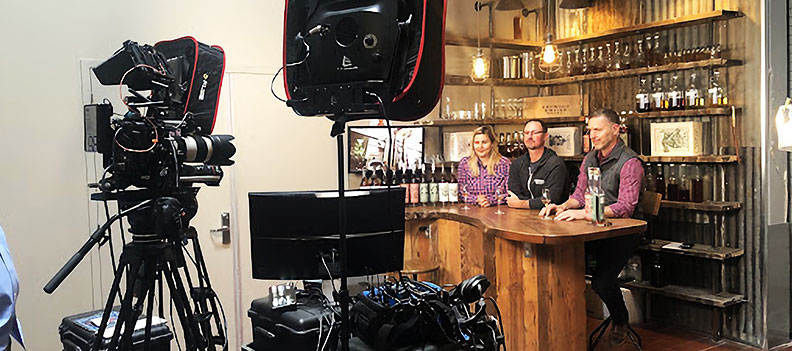 Behind the scenes of a press webinar for Redwood Empire Whiskey organized by Benson Marketing Group