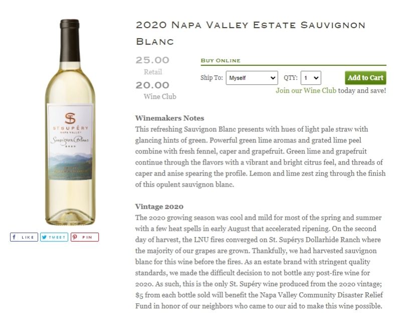 2020 Napa Valley Estate Sauvignon Blanc