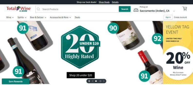 Website of Total Wine and More